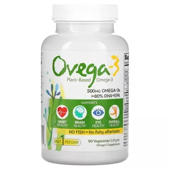 Ovega-3 Веганские омега-3 ДГК + ЭПК 500 мг, 90 вегетарианских капсул