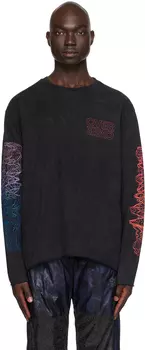 OVER OVER Черная легкая футболка с длинным рукавом