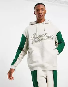 Oversize-худи серого меланжевого и зеленого цветов с вышивкой ASOS DESIGN
