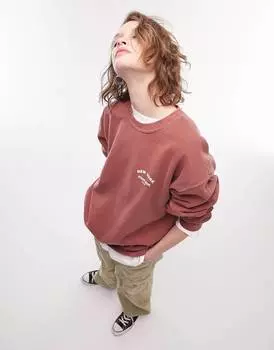 Oversized-худи Topshop с графическим винтажным принтом New York, окрашенные хной