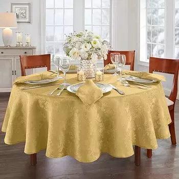 Овальная скатерть Elrene Caiden Elegance Damask, 60 x 84 дюйма Elrene Home Fashions, цвет Gold