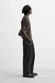 Овальная сумка через плечо ZARA, черный