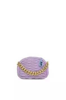 Овальная сумка с цепочкой и вышивкой на шнурке Bagmori, матовый сиреневый