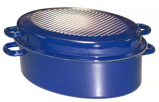 Овальная жаровня для гуся Riess с крышкой 42 см 17,50 л 0442-012, синий