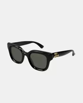 Овальные литые женские солнцезащитные очки Gucci, черный
