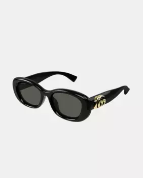 Овальные литые женские солнцезащитные очки Gucci, черный