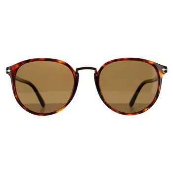 Овальные поляризованные солнцезащитные очки коричневого цвета Гавана Persol, коричневый