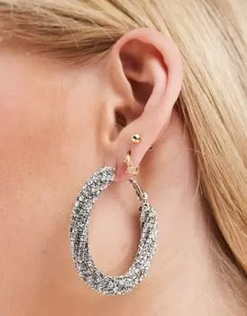 Овальные серьги-кольца с переплетенными кристаллами ASOS DESIGN