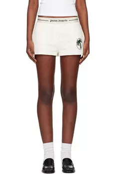 Овальные шорты с ладонями и каплями пота Palm Angels, цвет off-white forest