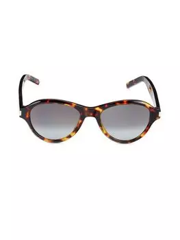 Овальные солнцезащитные очки 51MM Saint Laurent, цвет Havana