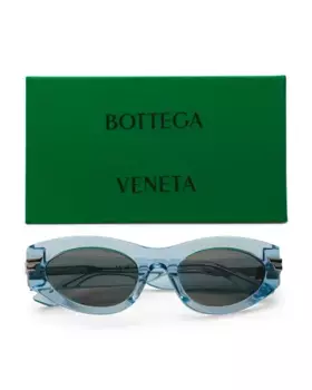 Овальные солнцезащитные очки 53 мм Bottega Veneta, светло-голубой