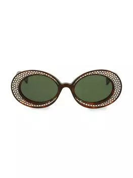 Овальные солнцезащитные очки 54MM Gucci, цвет Havana