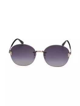 Овальные солнцезащитные очки 63MM Tom Ford, цвет Shiny Rose