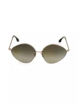 Овальные солнцезащитные очки 64MM Victoria Beckham, цвет Gold Sage