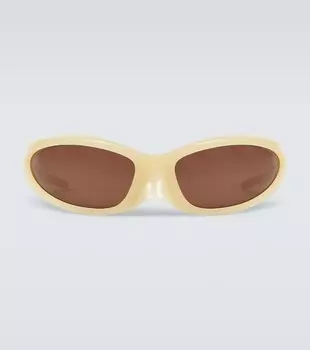 Овальные солнцезащитные очки Balenciaga, коричневый