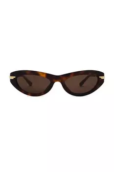 Овальные солнцезащитные очки Bottega Veneta, havana, gold & brown