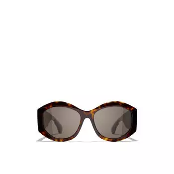 Овальные солнцезащитные очки Chanel, коричневый