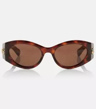 Овальные солнцезащитные очки gg Gucci, коричневый