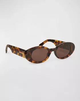 Овальные солнцезащитные очки Gilroy Havana из ацетата Palm Angels, цвет Havana Brown
