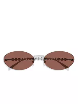 Овальные солнцезащитные очки Gucci Eyewear, серебряный