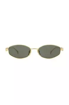 Овальные солнцезащитные очки Gucci, gold & grey