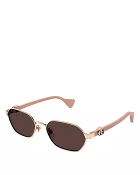 Овальные солнцезащитные очки Gucci Mini для бега, 56 мм, золотой
