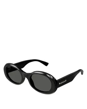 Овальные солнцезащитные очки Gucci с символом, 52 мм, черный