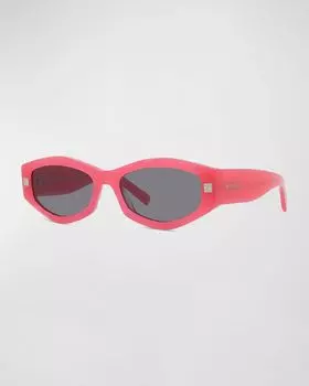 Овальные солнцезащитные очки из ацетата GV Day с геометрическим узором Givenchy, цвет Shiny Fuxia Smoke