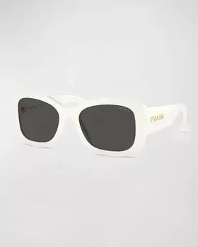 Овальные солнцезащитные очки из ацетата с логотипом Prada, цвет Bone