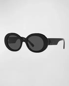 Овальные солнцезащитные очки из ацетата с логотипом Dolce&Gabbana, цвет Black