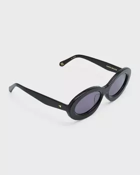 Овальные солнцезащитные очки из ацетата со скошенной кромкой Karen Walker, цвет Black