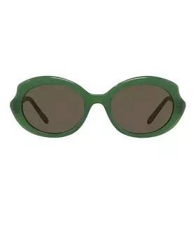 Овальные солнцезащитные очки Loewe, цвет Shiny Dark Green & Brown