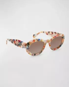 Овальные солнцезащитные очки Margaret из ацетата KREWE, цвет Gelato Mirrored