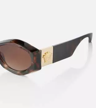 Овальные солнцезащитные очки Medusa Plaque Versace, коричневый