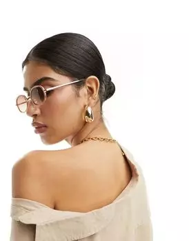 Овальные солнцезащитные очки персикового цвета Pieces