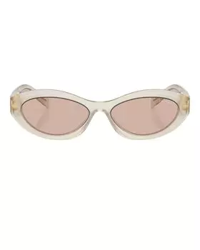 Овальные солнцезащитные очки Prada, цвет Opal Milk
