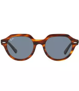 Овальные солнцезащитные очки Ray-Ban унисекс RB4399 53 мм в полоску «Гавана», коричневый
