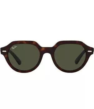 Овальные солнцезащитные очки Ray-Ban унисекс RB4399 53 мм в полоску «Гавана», коричневый