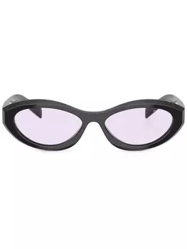 Овальные солнцезащитные очки с треугольным логотипом Prada Eyewear, черный