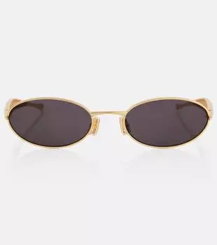 Овальные солнцезащитные очки Sardine Bottega Veneta, Gold-Gold-Grey