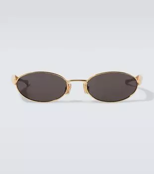 Овальные солнцезащитные очки Sardine Bottega Veneta, Gold-Gold-Grey