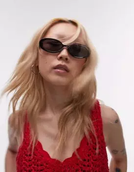 Овальные солнцезащитные очки Topshop Kos черного цвета