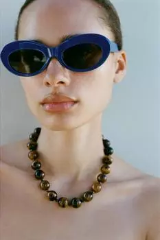 Овальные солнцезащитные очки в ацетатной оправе ZARA, синий