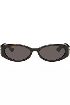 Овальные солнцезащитные очки в рамке Gucci, цвет tortoiseshell