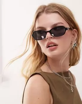 Овальные солнцезащитные очки Weekday черного цвета