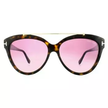 Овальные зеркальные фиолетовые солнцезащитные очки Dark Havana с градиентом Tom Ford, коричневый