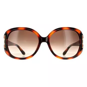 Овальные женские солнцезащитные очки черепаховой расцветки с градиентом Salvatore Ferragamo, коричневый