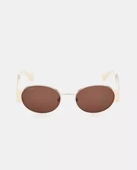 Овальные женские солнцезащитные очки из золотистого металла MAX&Co., золотой