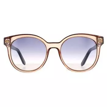 Овальные женские светло-серые солнцезащитные очки телесного цвета с градиентом и кристаллами Salvatore Ferragamo, бежевый