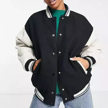 Оверсайз-бомбер Pull&Bear, черный